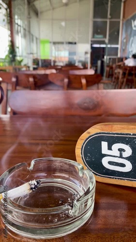 Smoking Area in Cafe with Ashtray and Table Marker