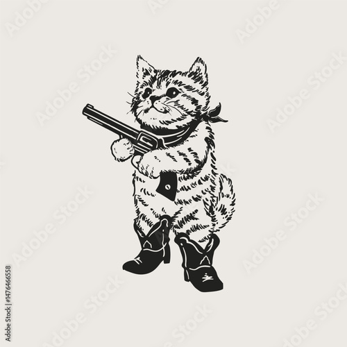 Meowdy Cat Cowboy Funny Graphic