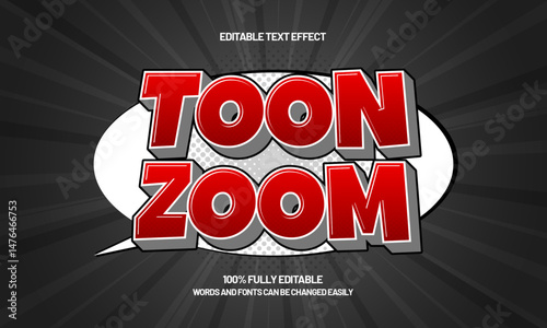 toon zoom editable text effect with a comic and fun text style