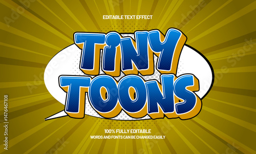 tiny toons editable text effect with a comic and fun text style