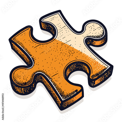 Design a bold, vector illustration of a single jigsaw puzzle piece with a thick, clearly defined stroke.  Ensure high resolution and clean lines.