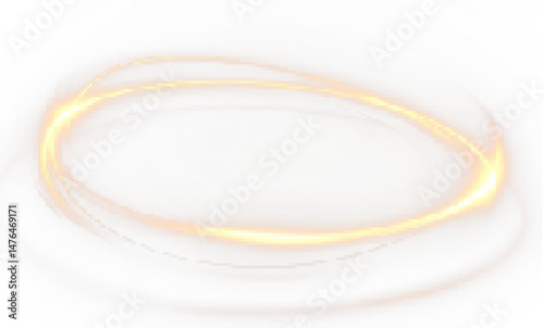 PNG yellow neon ring with glowing light and transparent energy flash, roulette line with spark and modern glow on black background, PNG 16-bit vector light for futuristic electric sphere design.