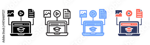 Multimedia icon sheet multiple style collection