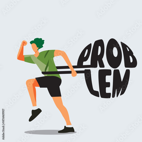man running while carrying problems, running, men's sports, vector