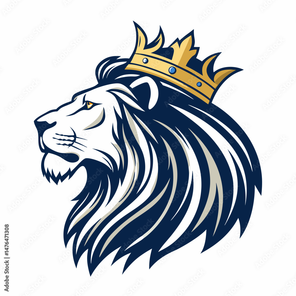 Fototapeta premium Create a bold vector illustration of a majestic lion incorporating a stylized royal 