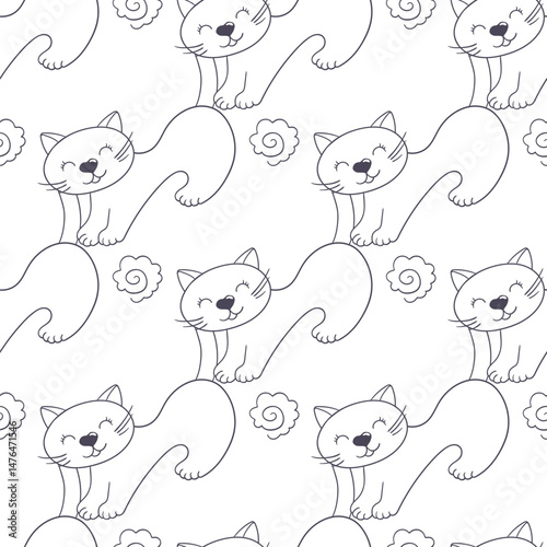 Monochrome cute pattern. Pattern for textiles in hand draw style