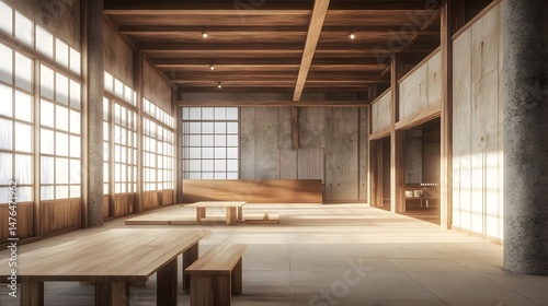 Modern Timber Frame House with Minimalist Small Japanese Exterior, Diverse Natural Settings, Vibrant Accents, Realistic Textures, and Dynamic Lighting in Varied Weather (AI-generated)