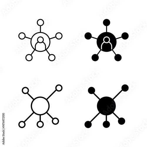 network icon set color editable on white background
