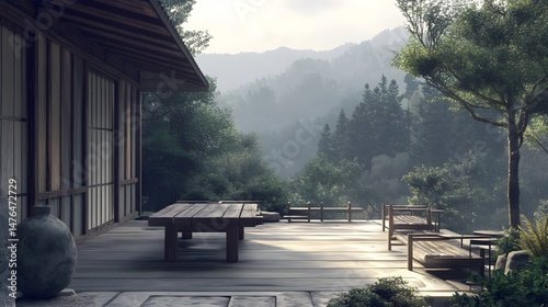 Modern Timber Frame House with Minimalist Small Japanese Exterior, Diverse Natural Settings, Vibrant Accents, Realistic Textures, and Dynamic Lighting in Varied Weather (AI-generated)