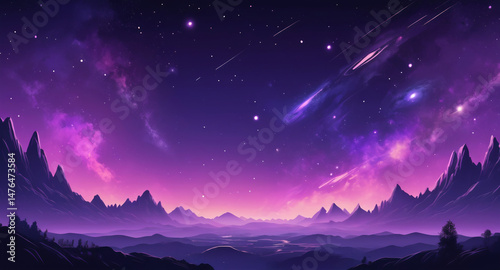 Purple gradient galaxy background with stars, ideal for web design, presentations, and digital wallpapers. photo