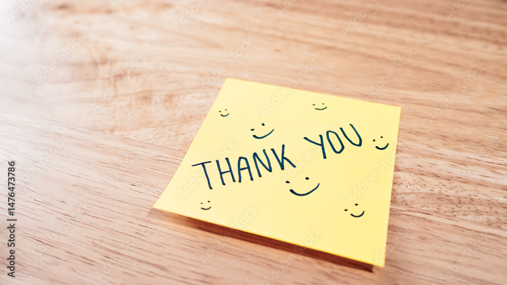 Gratitude message sticky note home office visual content indoor close-up positive vibes