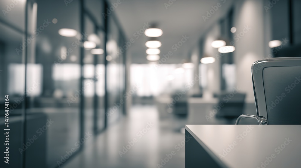 Fototapeta premium Minimalist office space with clean design and neutral palette, embodying simplicity and modern elegance.