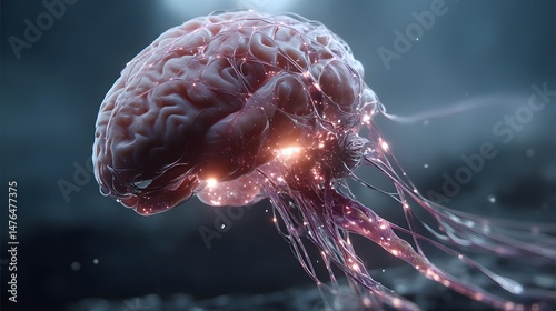 Digital brain connected to cosmic cyberspace