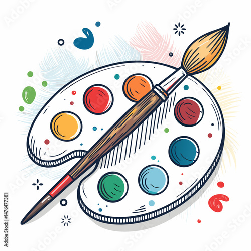 Create a bold, vector illustration of a paintbrush with a thick, dark stroke, featuring a pale, almost translucent paint effect at the brush tip.