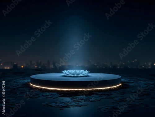 Floating platform for human-AI co-meditation above the city