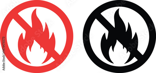  Red Black No Open Flame Prohibition Signs