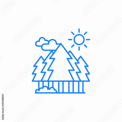 forest trees sunlight icon sign vector