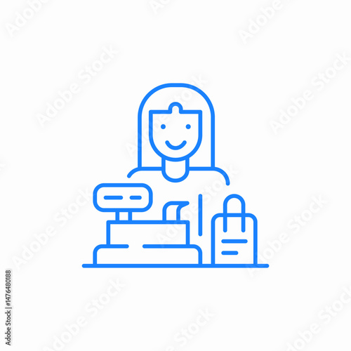 friendly cashier counter icon sign vector