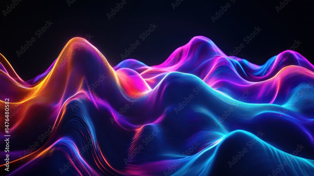 Obraz premium Abstract glowing waves on dark background for modern design elements