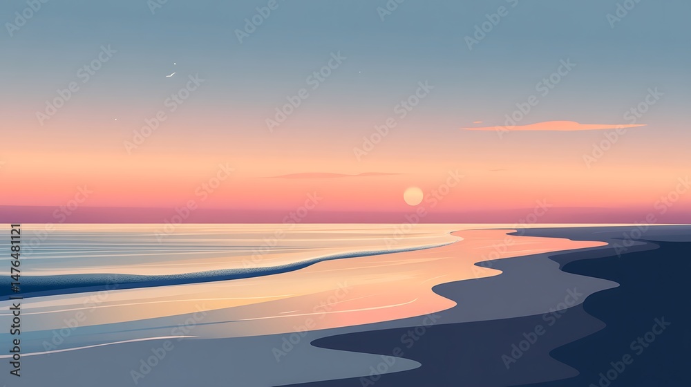 Fototapeta premium Peaceful Sunset Beach Scene.