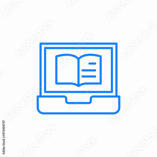 laptop open book icon sign vector