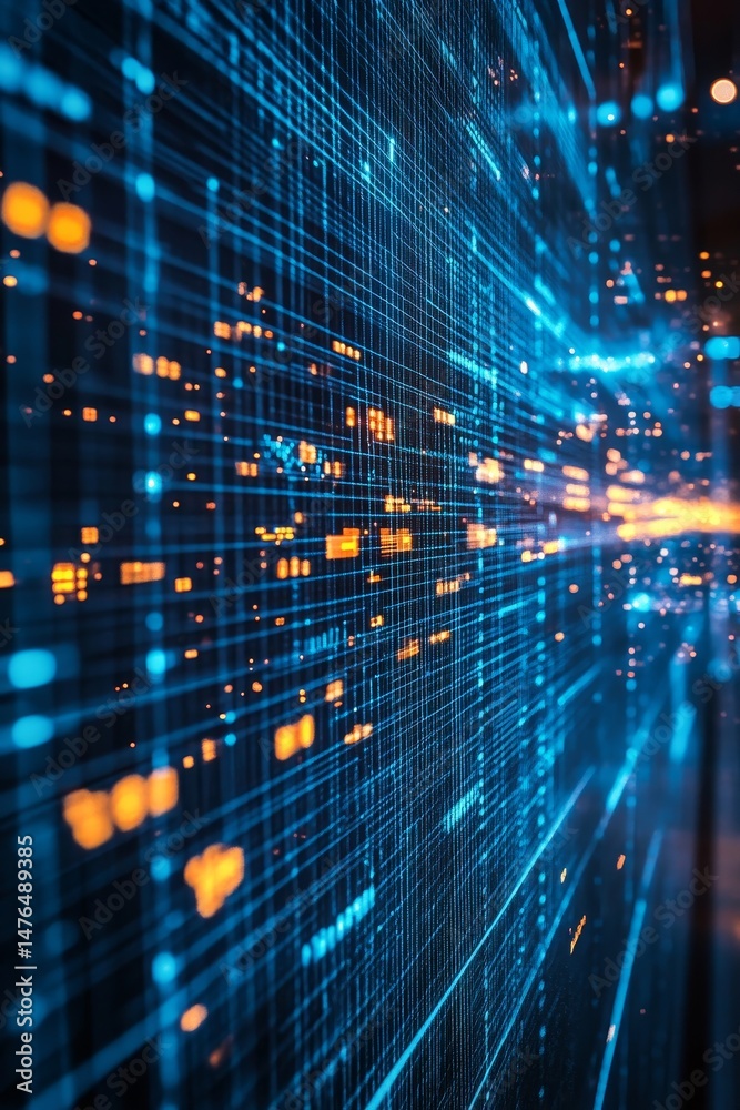 Fototapeta premium Blue Business Digital Background, Generative AI