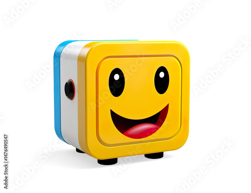 Colorful 3D Smiling Cube Toy on a Transparent Background