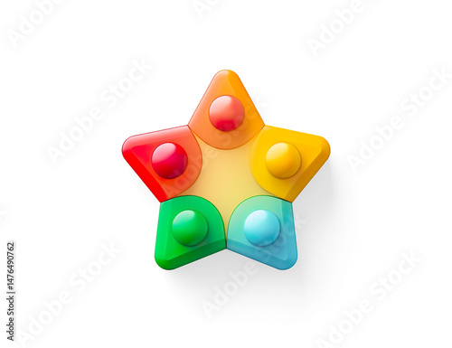 Colorful 3D Smiling Star Emoji on a Transparent Background
