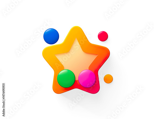Colorful 3D Smiling Star Emoji on a Transparent Background