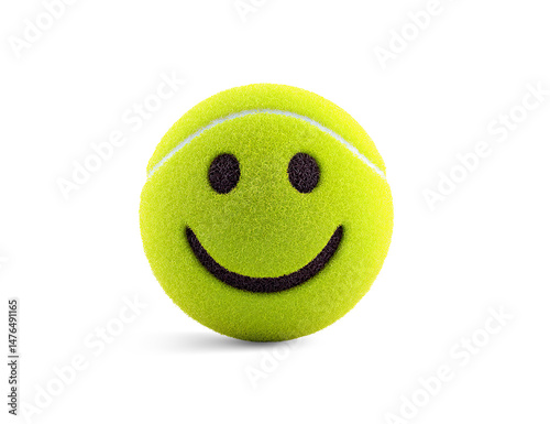 Tennis Ball with Smiley Face and Tears on a Transparent Background