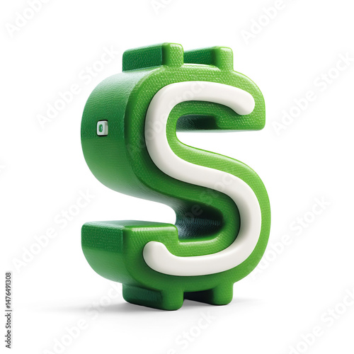 3D red Dollar Sign Symbol on a Transparent Background