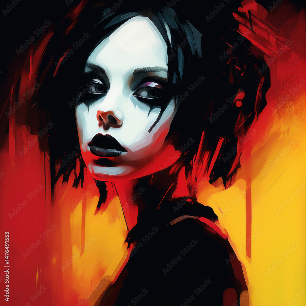 Fototapeta premium Gothic girl portrait with smeared makeup
