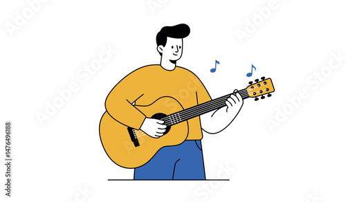 Musical journey with guitar enthusiast playing melodies