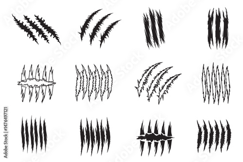 Wild Claw Marks Vector Illustration – Aggressive Animal Scratch Silhouettes
