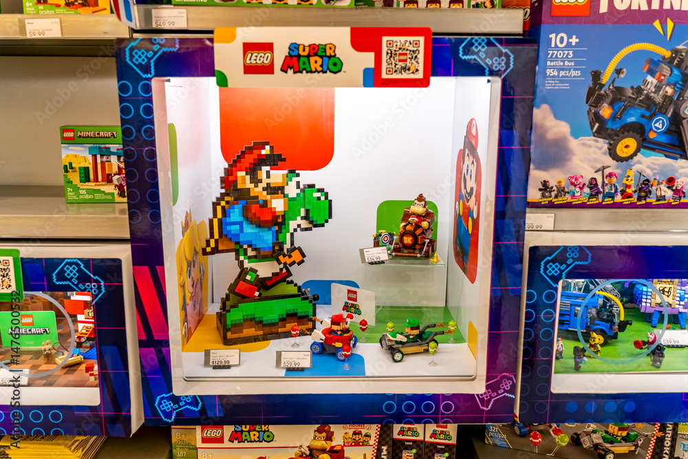 Fototapeta premium San Jose, California, USA - May 4, 2025: LEGO Super Mario World