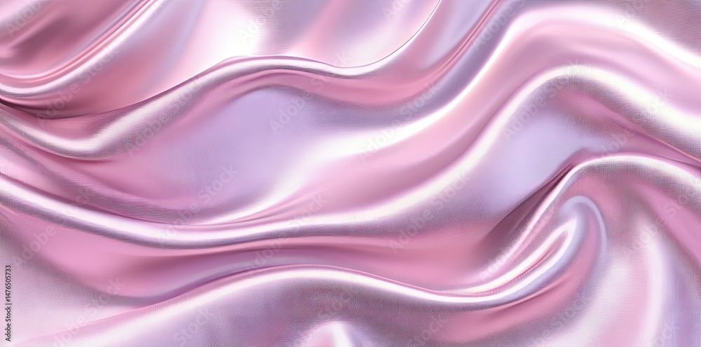 Fototapeta premium Soft pink satin fabric draped elegantly. showcasing smooth folds and subtle sheen. perfect for fashion or interior design backgrounds
