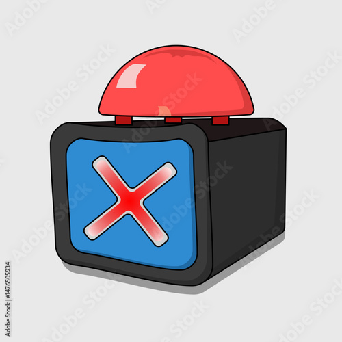 Red buzzer button vector design simple.