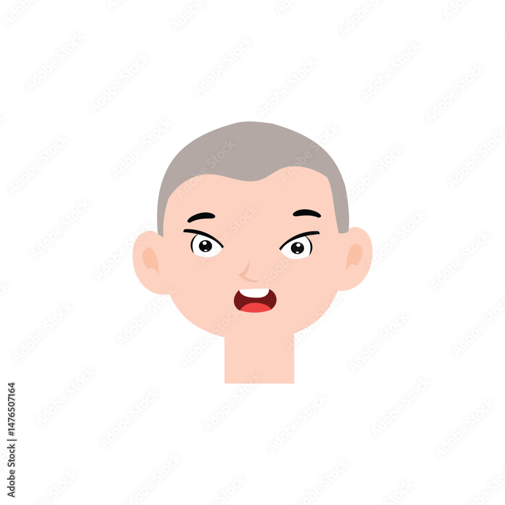 Fototapeta premium Boy expression face variant different cartoon. Boy Emoji Collection Isolated on white background. popular face expression