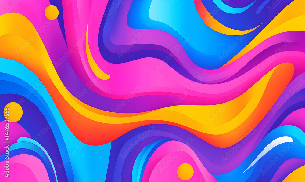 Fototapeta premium Vibrant Abstract Waves in Bright Colors with Fluid Motion Effect