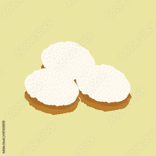 Jadah tempe food Indonesian traditional cartoon illustration