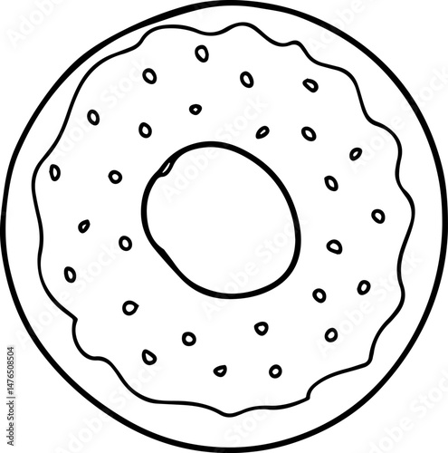 bagel outline vector illustration line art