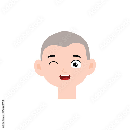 Boy expression face variant different cartoon. Boy Emoji Collection Isolated on white background. popular face expression