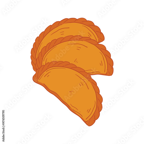 Pastel Indonesian traditional snack cartoon icon illustration
