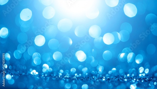 Blue lights backdrop. Bokeh and lens flare on light blue background.