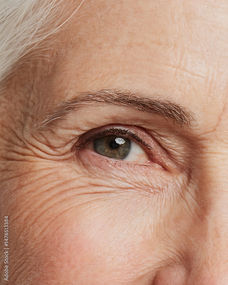 Obraz premium Graceful aging represented through close-up of grayish, natural eyebrows.