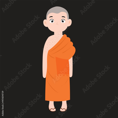 Buddist monk variant activity design stock.buddhist monk standing illustration isolated. Buddhist monks cartoon character hand draw art illustration