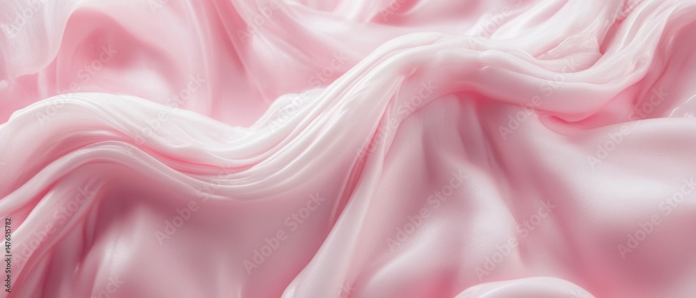Obraz premium Abstract Pink Fabric Waves Background Close-up Smooth Silk Texture Soft Light Delicate Material Elegant Design Feminine Aesthetic