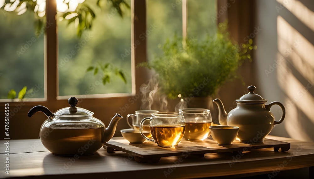Fototapeta premium Serene Tea Time Under Natural Light