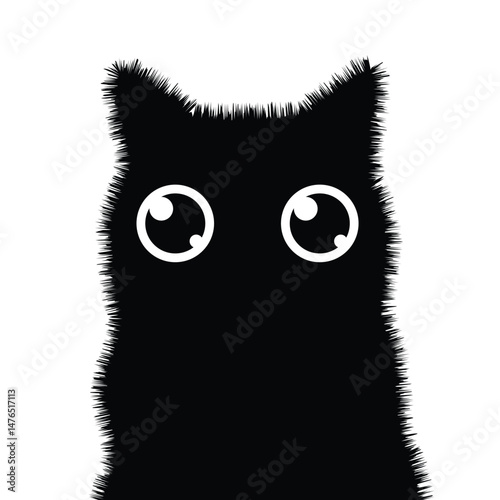 Sweet Black Kitten Cartoon Character Design.