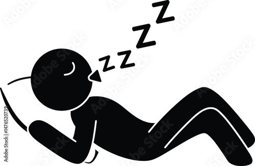 Sleeping Stickman Vector Icon Illustration A Simple, Minimalist Design
